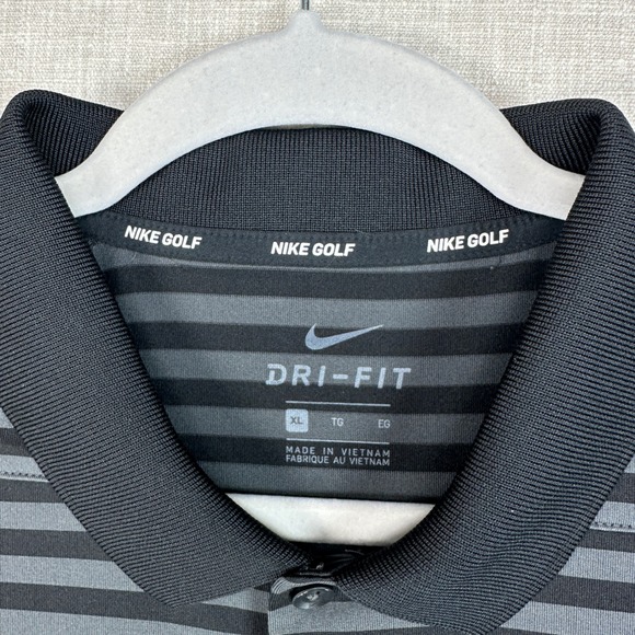 Nike Golf LSU Tigers Polo Mens XL Black Grey Striped Dri-FIT 891853-010 - Picture 4 of 10